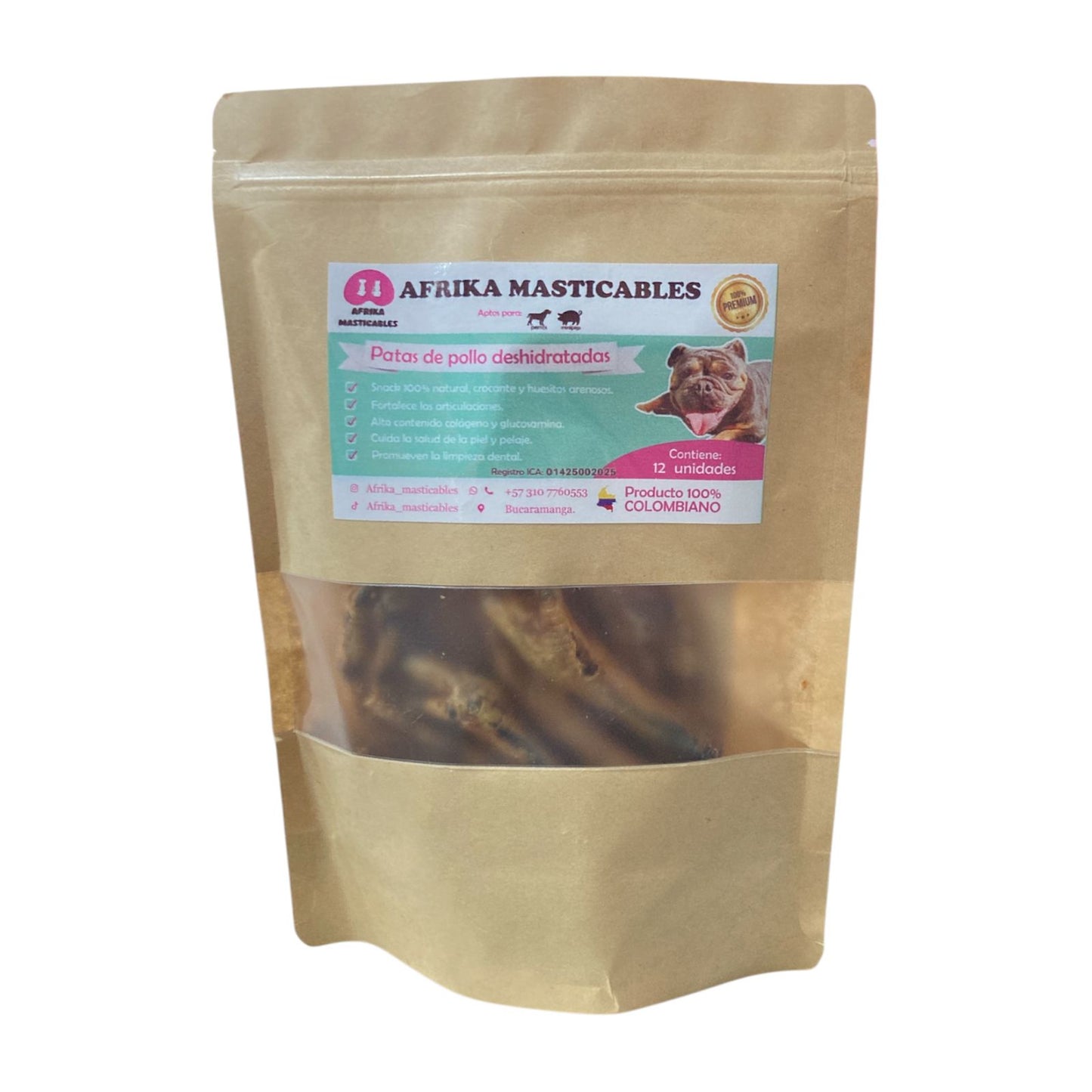 Snacks Deshidratados Afrika Masticables Patas de pollo x 12uds