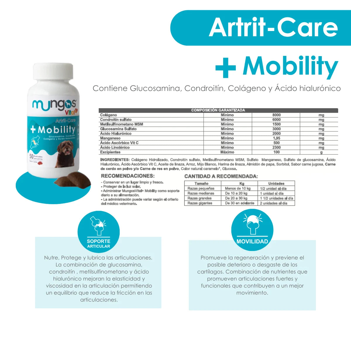 Glucosamina para perros – Mungos Vital Mobility para perros x 50 und blandas