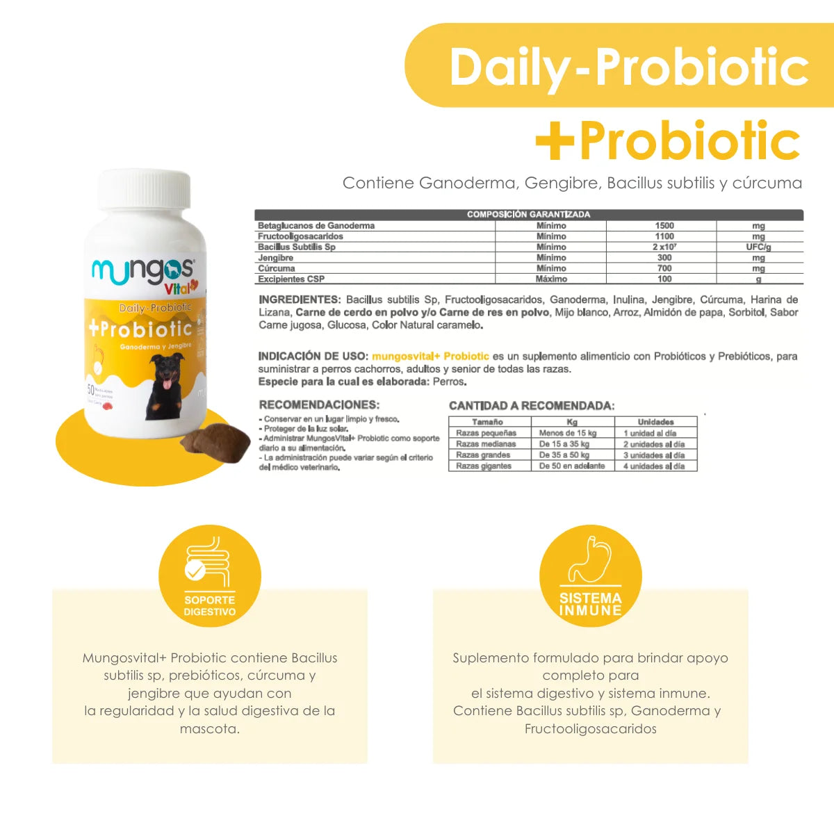 Probióticos para perros – Salud intestinal – Mungos vital Probiotic x 50 unidades blandas