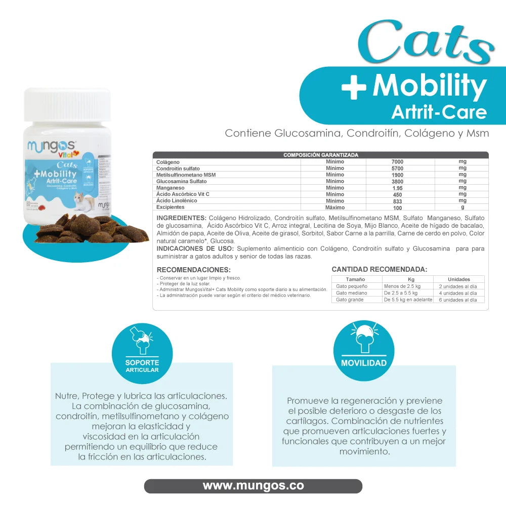 Glucosamina para Gatos – Mungos vital Mobility para gatos x 80 unidades blandas