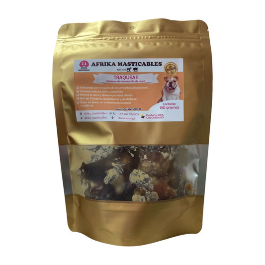 Snacks Deshidratados Afrika Masticables Tráqueas de Res Rellenas de mantequilla de Maní 130g
